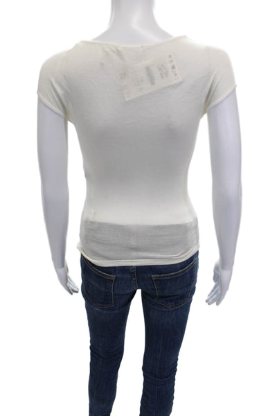 Zara Womens Basic White Viscose Round Neck Short Sleeve T-Shirt Size S