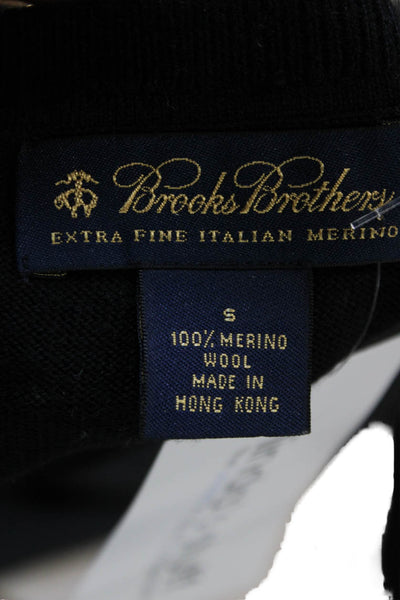 Brooks Brothers Women Black Merino V-Neck Sweater Vest Size S