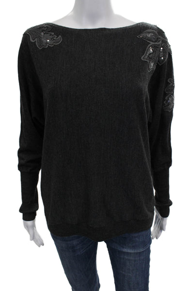 Lafayette 148 New York Womens Wool Boat Neck Pullover Sweater Gray Size S