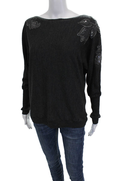 Lafayette 148 New York Womens Wool Boat Neck Pullover Sweater Gray Size S