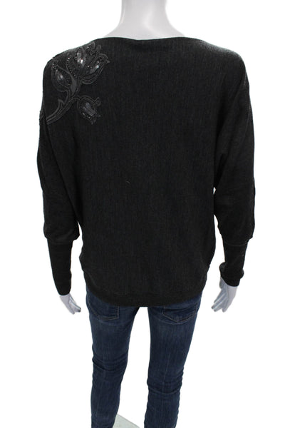Lafayette 148 New York Womens Wool Boat Neck Pullover Sweater Gray Size S