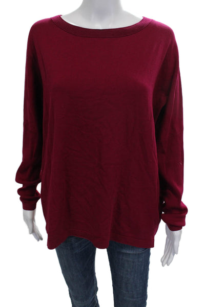 Lafayette 148 New York Women Red Boat Neck Pullover Sweater Size M