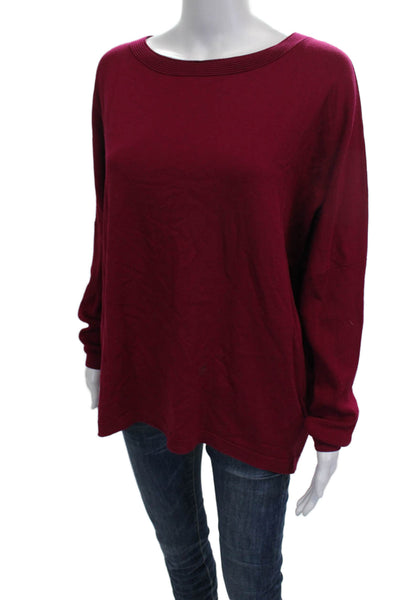 Lafayette 148 New York Women Red Boat Neck Pullover Sweater Size M