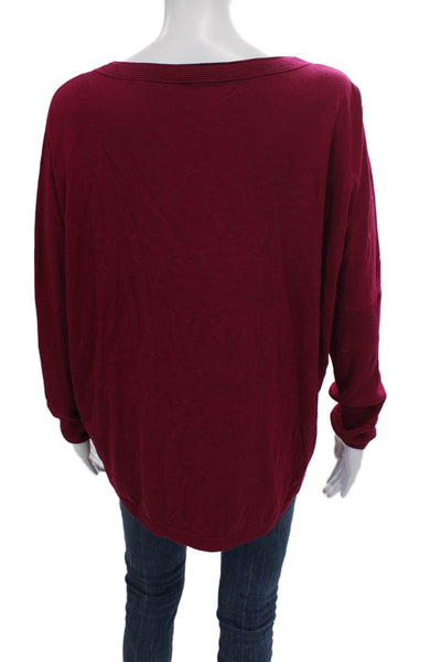Lafayette 148 New York Women Red Boat Neck Pullover Sweater Size M