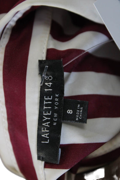 Lafayette 148 New York Women Red Striped Sleeveless Button-Up Top Size 8
