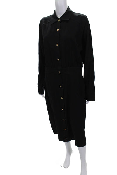 Lafayette 148 New York Womens Black Shirt Dress Long Sleeve Button Size M