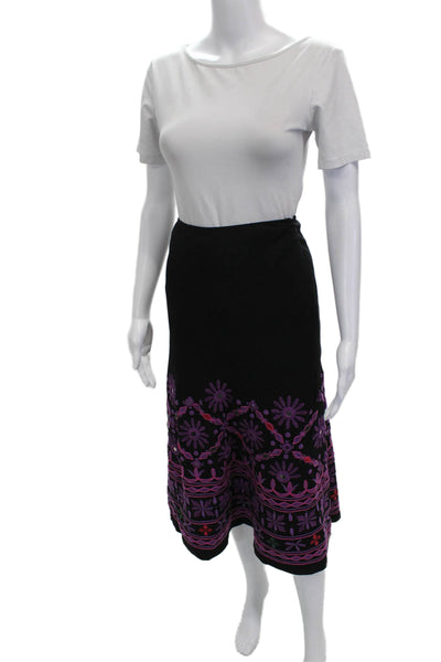 Lafayette 148 New York Women Black Floral Pencil Midi Skirt Size 12