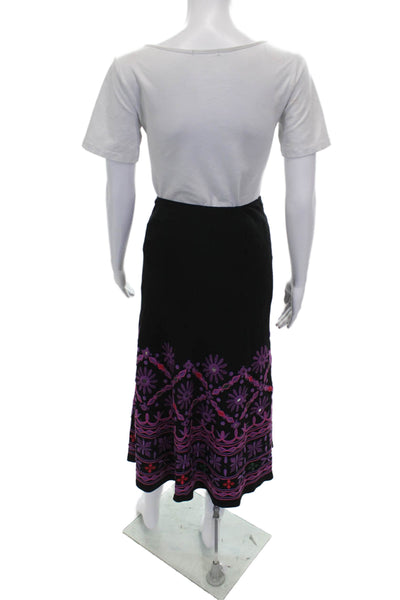 Lafayette 148 New York Women Black Floral Pencil Midi Skirt Size 12