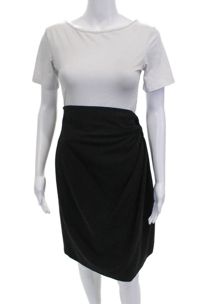 St. John Women Wrap Skirt Black Polyester Blend Knee Length Zip Size 8