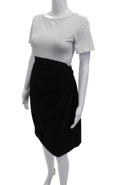 St. John Women Wrap Skirt Black Polyester Blend Knee Length Zip Size 8