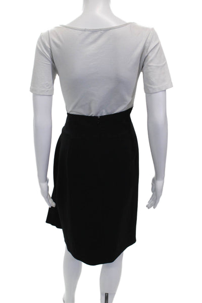 St. John Women Wrap Skirt Black Polyester Blend Knee Length Zip Size 8