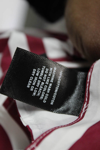 Lafayette 148 New York Womens Wrap Midi Striped Cotton Skirt Red Buckle Size 8