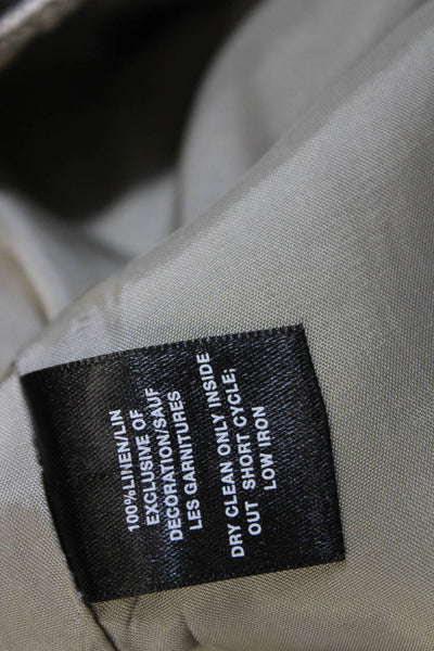 Lafayette 148 New York Women Beige Linen Straight Pencil Midi Skirt Zip Size 8