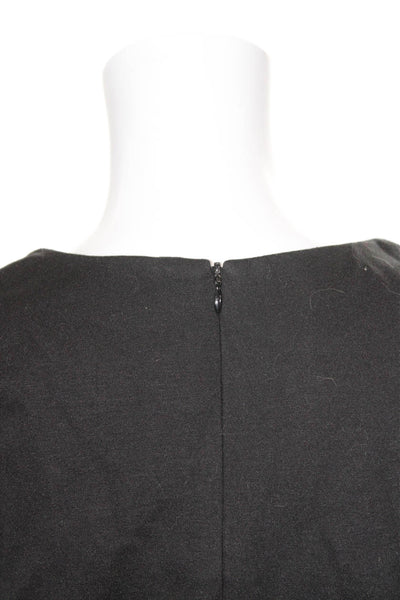 Trina Turk Women Pencil Dress Black Rayon V-Neck Short Sleeve Zip Size 2