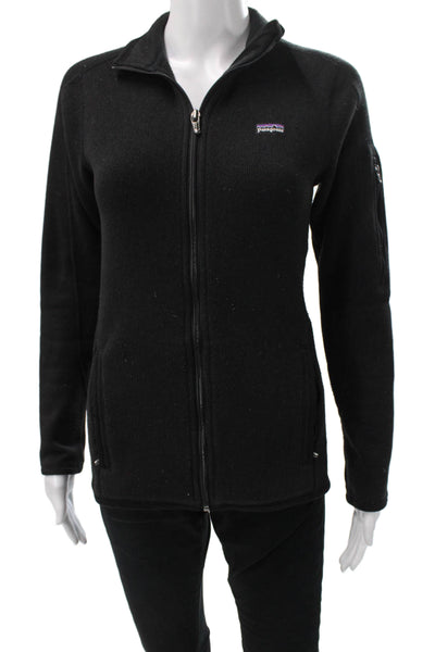 Patagonia Women Basic Jacket Black Polyester High Neck Zip Long Sleeve Size XS