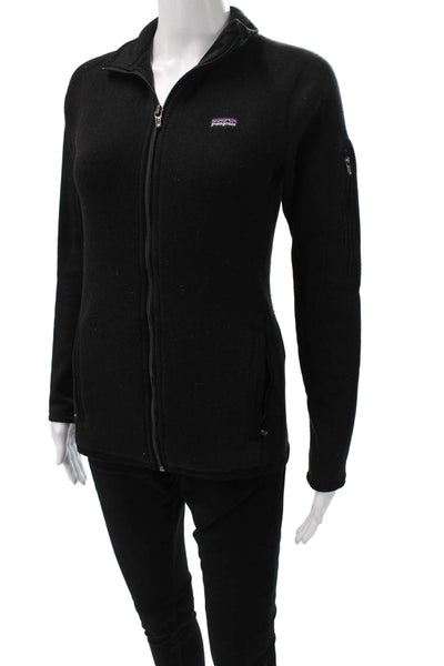Patagonia Women Basic Jacket Black Polyester High Neck Zip Long Sleeve Size XS