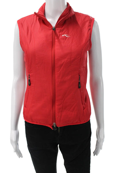Kjus Women Quilted Red Nylon Zip Vest Size XS