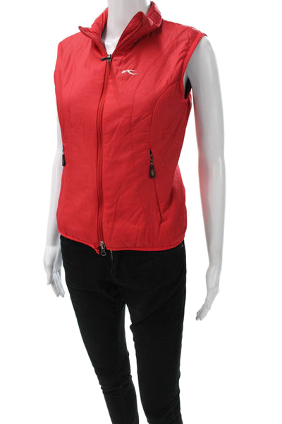 Kjus Women Quilted Red Nylon Zip Vest Size XS
