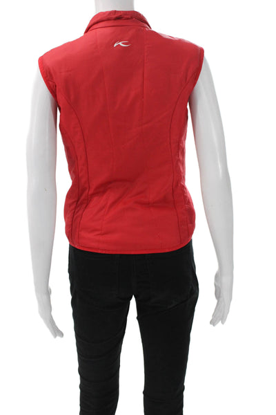Kjus Women Quilted Red Nylon Zip Vest Size XS