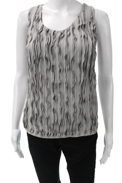 Burberry London Women Gray Silk Scoop Neck Sleeveless Blouse Zip Closure Size 2