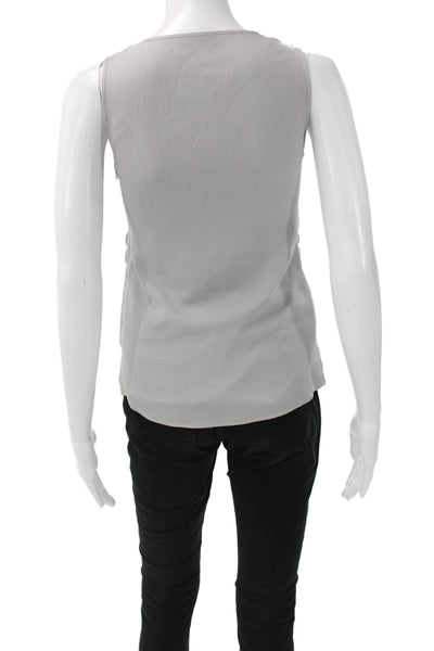 Burberry London Women Gray Silk Scoop Neck Sleeveless Blouse Zip Closure Size 2