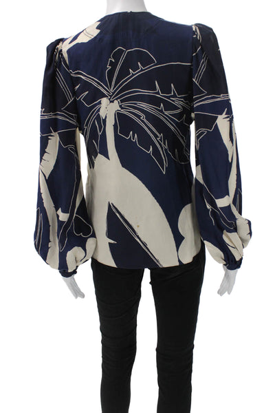 Johanna Ortiz Women Silk Floral High Neck Long Sleeve Blouse Size 0