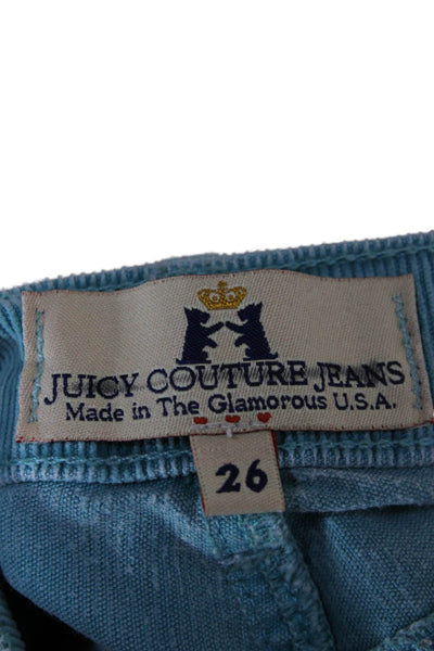 Juicy Couture Womens Blue Straight Jeans Cotton Button Size 26