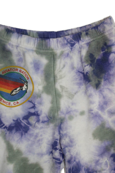Aviator Nation Childrens Girls Tie Dye Print Sweatpants Purple Green Size 14