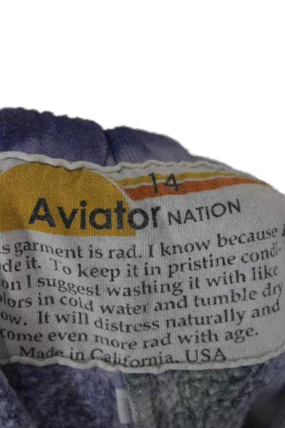 Aviator Nation Childrens Girls Tie Dye Print Sweatpants Purple Green Size 14