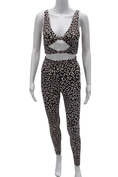 Beach Riot Women Black Animal Print Sleeveless V-Neck Polyester Pants Size S