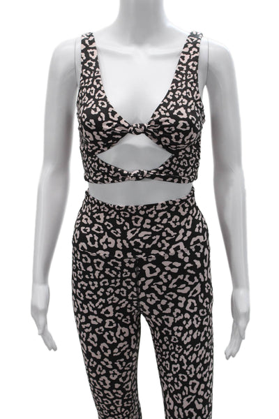 Beach Riot Women Black Animal Print Sleeveless V-Neck Polyester Pants Size S