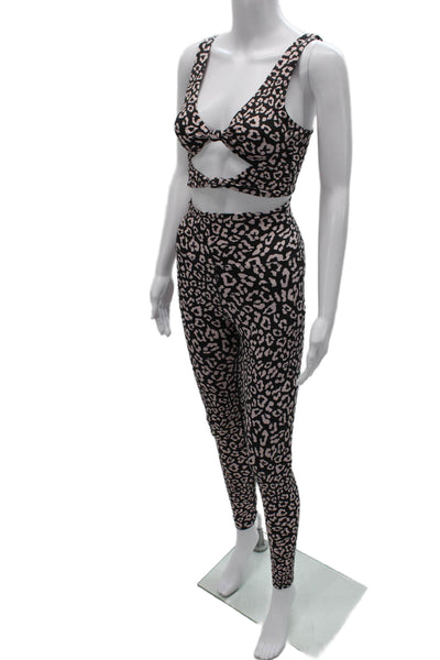 Beach Riot Women Black Animal Print Sleeveless V-Neck Polyester Pants Size S