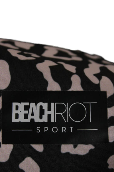 Beach Riot Women Black Animal Print Sleeveless V-Neck Polyester Pants Size S