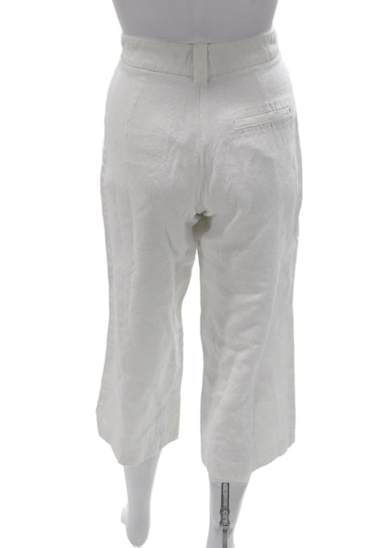 Zara Basic Womens Cropped White Cotton Blend Pants Size XS