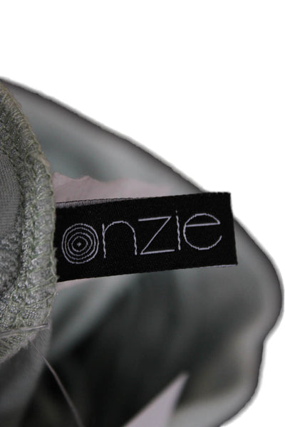 ONZIE Womens Capri Leggings Green Polyester Geometric Pull On Size S