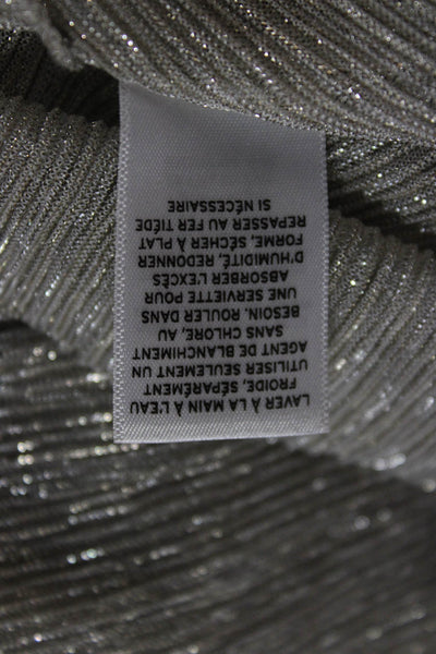 Chelsea 28 Women Silver Polyester Mock Neck Long Sleeve Blouse Size XS