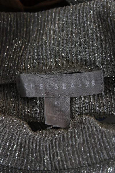 Chelsea 28 Women Silver Polyester Mock Neck Long Sleeve Blouse Size XS