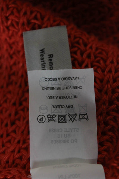 J Crew Womens Linen Pullover Sweater Long Sleeve Round Neck Orange Size S