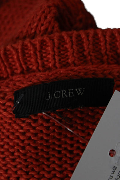 J Crew Womens Linen Pullover Sweater Long Sleeve Round Neck Orange Size S