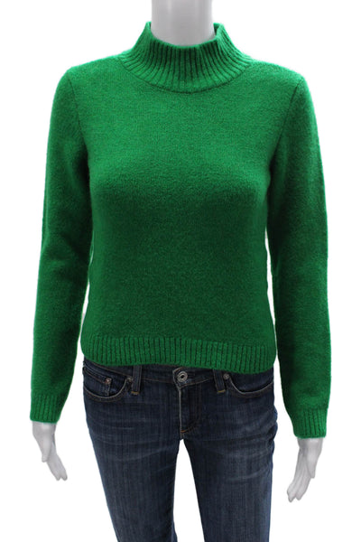 MNG Womens Pullover Sweater Mock Neck Long Sleeve Green Acrylic Size 2XS