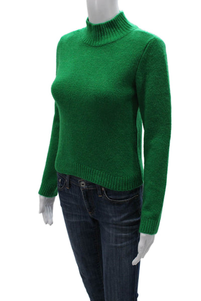 MNG Womens Pullover Sweater Mock Neck Long Sleeve Green Acrylic Size 2XS