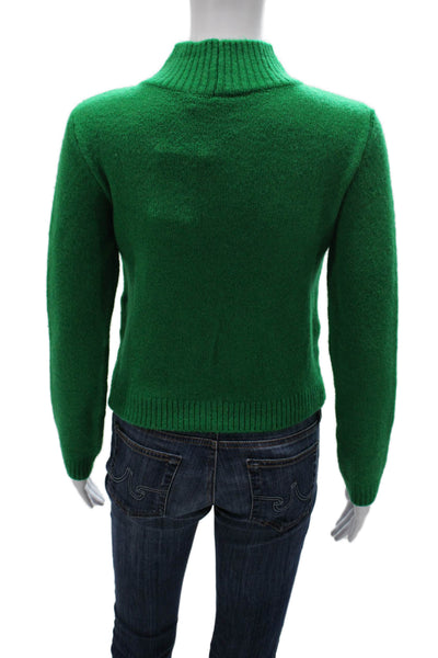 MNG Womens Pullover Sweater Mock Neck Long Sleeve Green Acrylic Size 2XS