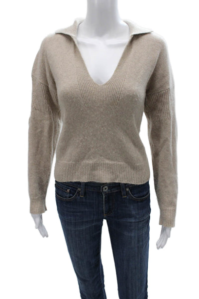Naadam Women Collared Cashmere Pullover Beige Size XS