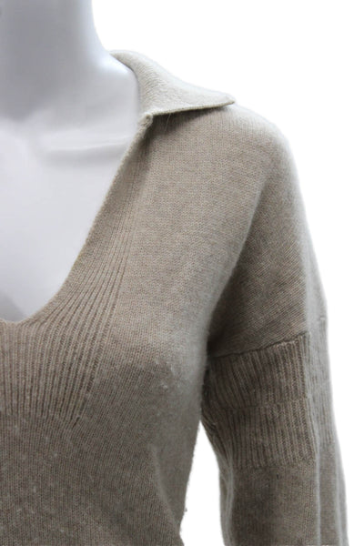 Naadam Women Collared Cashmere Pullover Beige Size XS