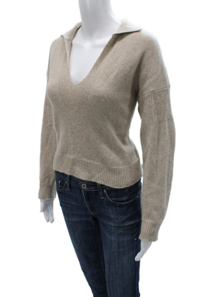 Naadam Women Collared Cashmere Pullover Beige Size XS