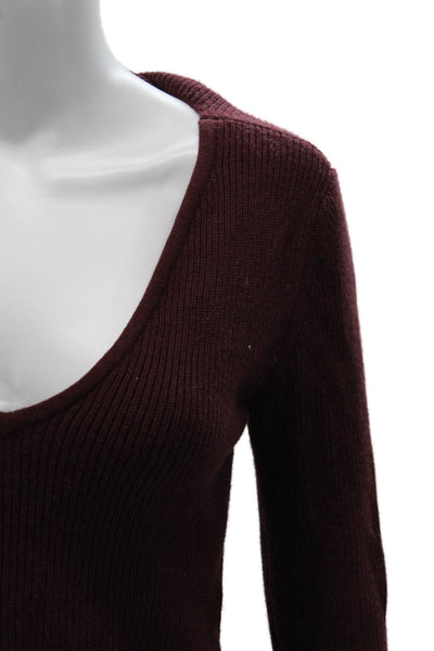 Lovers + Friends Womens Red V-Neck Pullover Sweater Long Sleeve Size XS