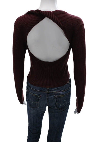 Lovers + Friends Womens Red V-Neck Pullover Sweater Long Sleeve Size XS
