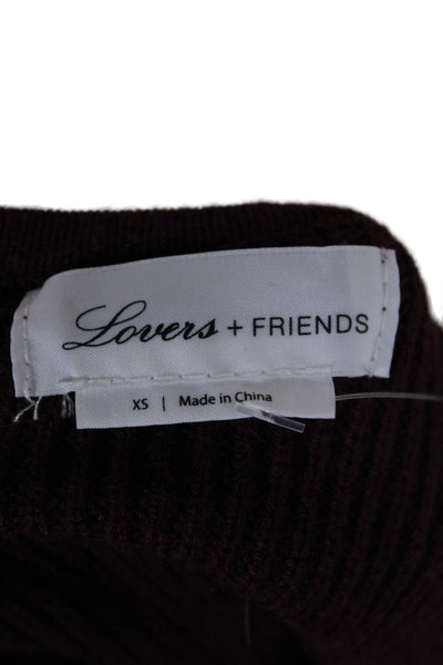 Lovers + Friends Womens Red V-Neck Pullover Sweater Long Sleeve Size XS