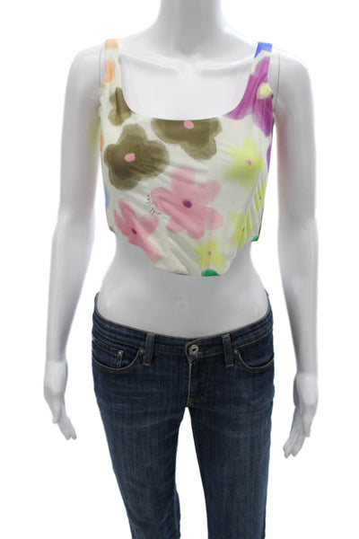 With Jean Women Cropped Floral Sleeveless Tank Multicolor Size XS