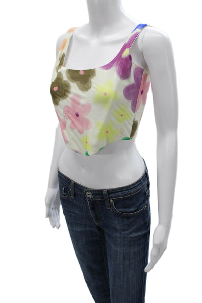 With Jean Women Cropped Floral Sleeveless Tank Multicolor Size XS